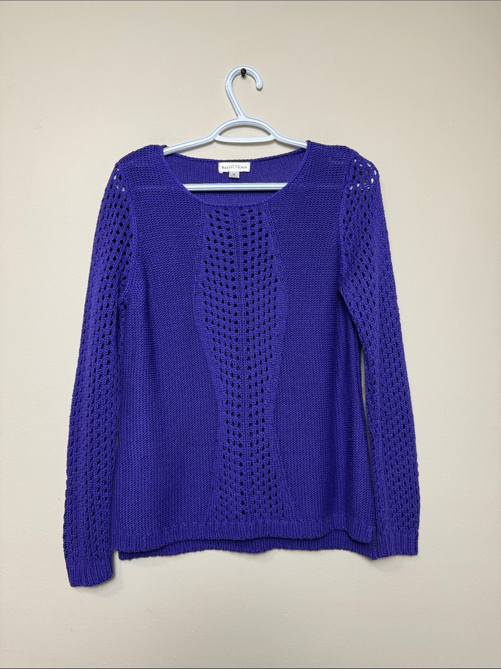 Northern Reflections Purple Open-Knit Scoop Neck Sweater size M